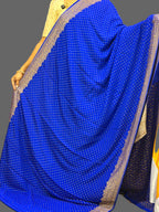 Royal blue mango border pure benarasi crepe silk saree