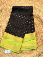 Black and light green 1000 butta pure crepe Mysore silk 120 gsm