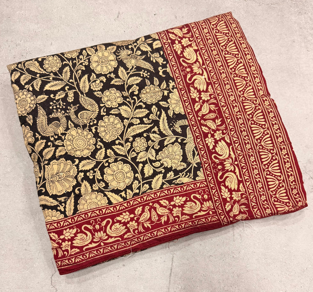 Black n maroon Kalamkari digital print 107 casual saree