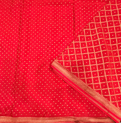 Red small butta pure benarasi crepe silk saree