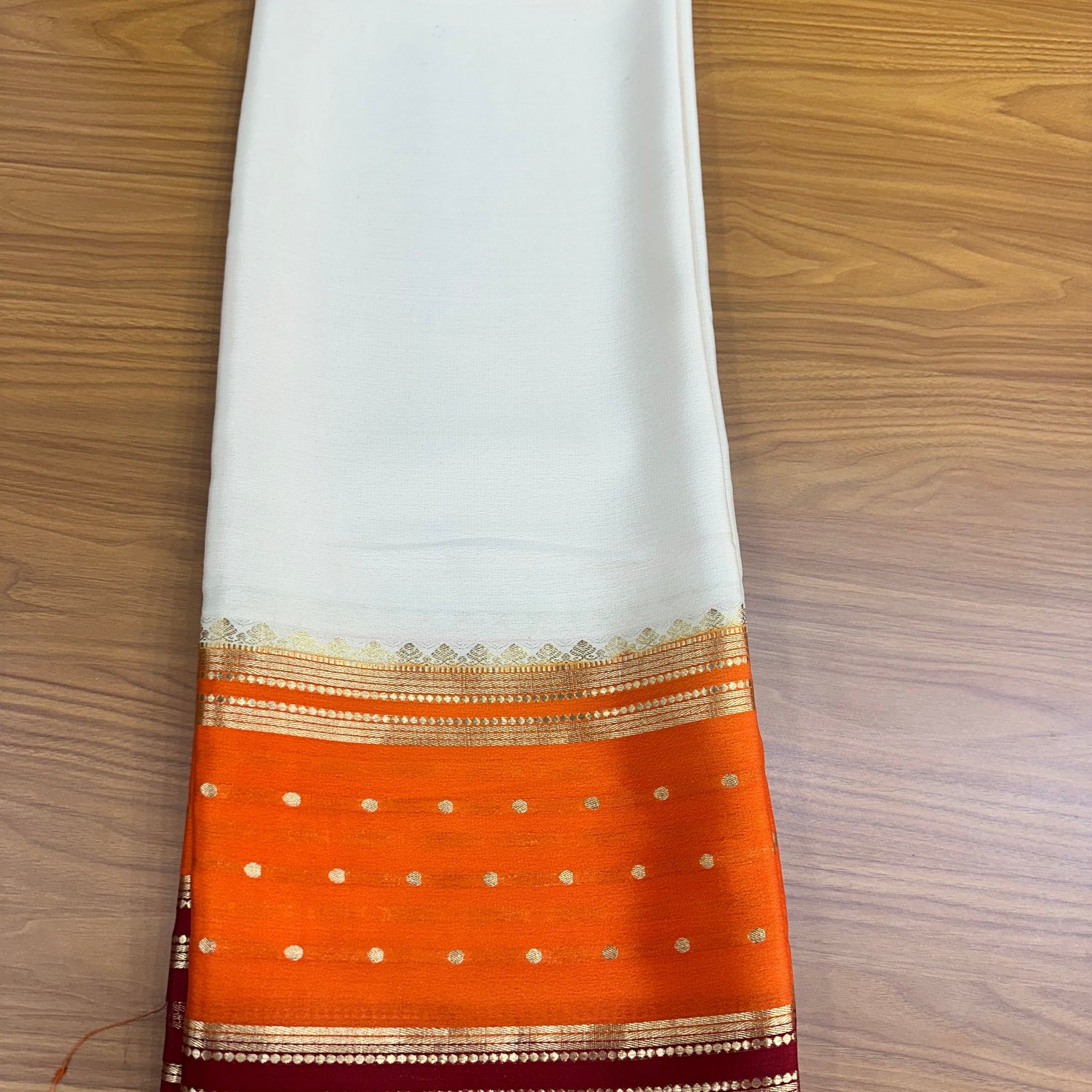 White and orange pure crepe 120 gsm