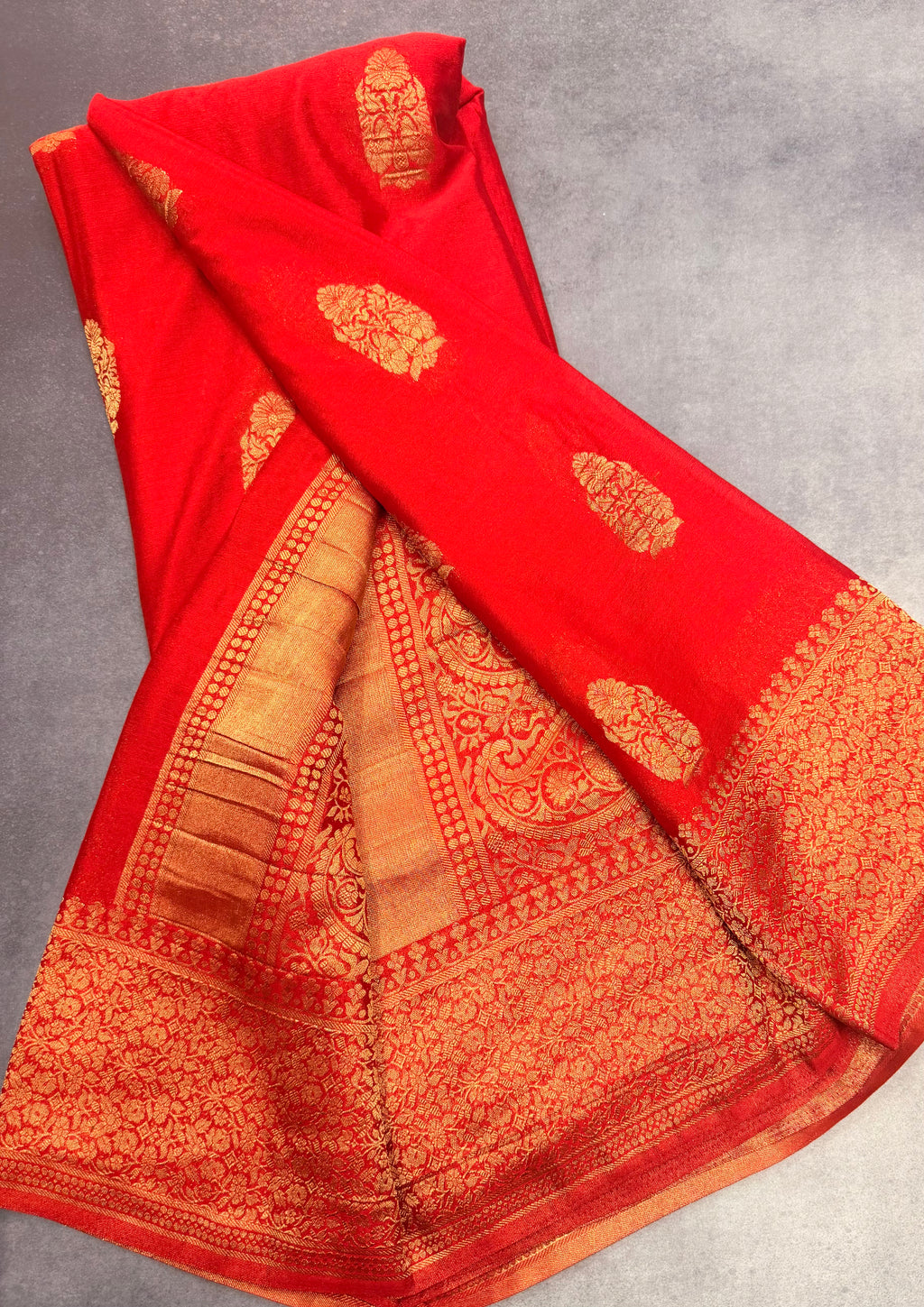 Red big butta 107 designer soft crepe silk