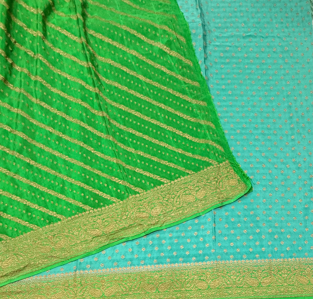 Pastel blue pure benarasi crepe silk saree