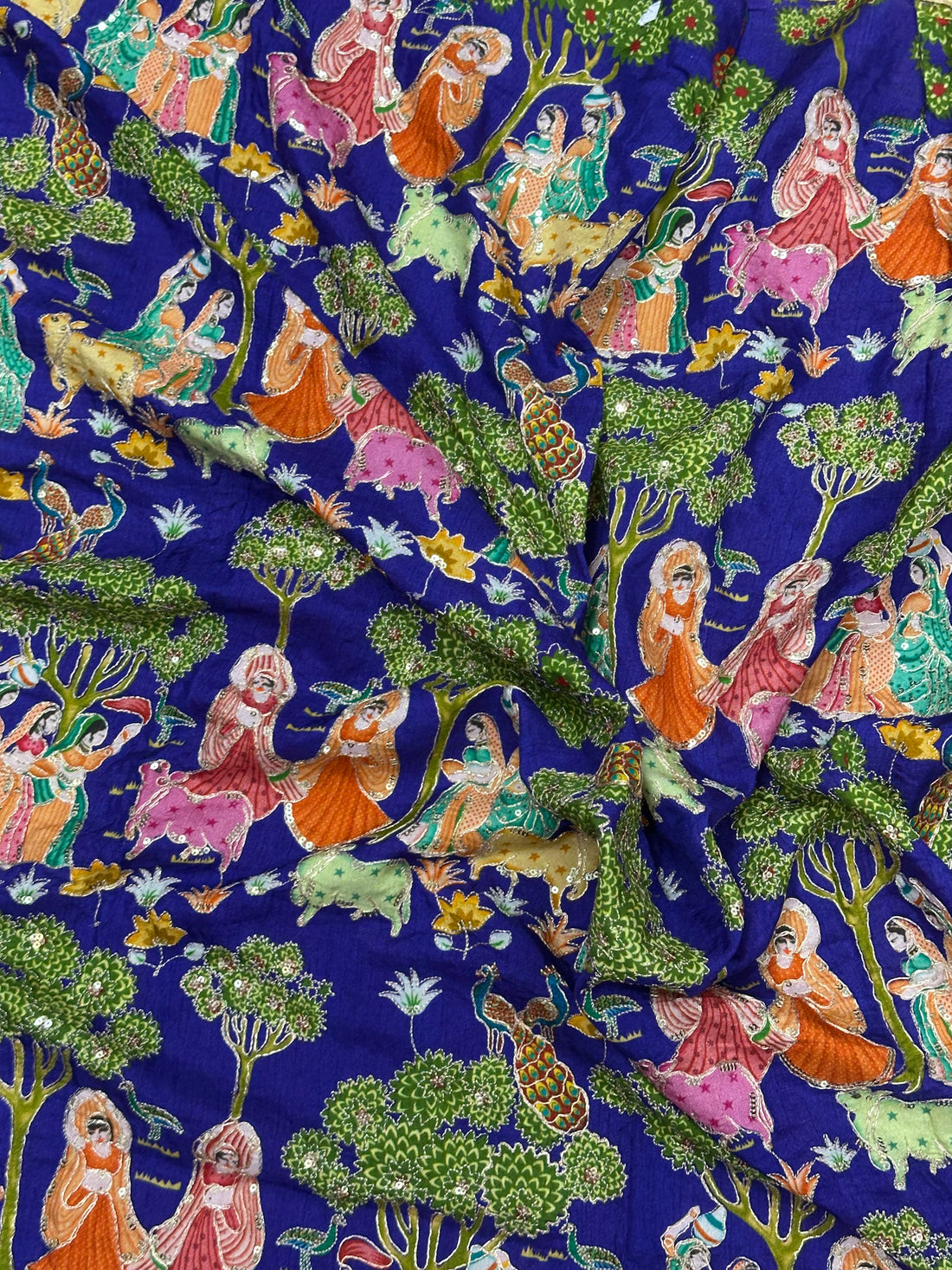 Purple crepe kalamkari blouse material 1 MTR