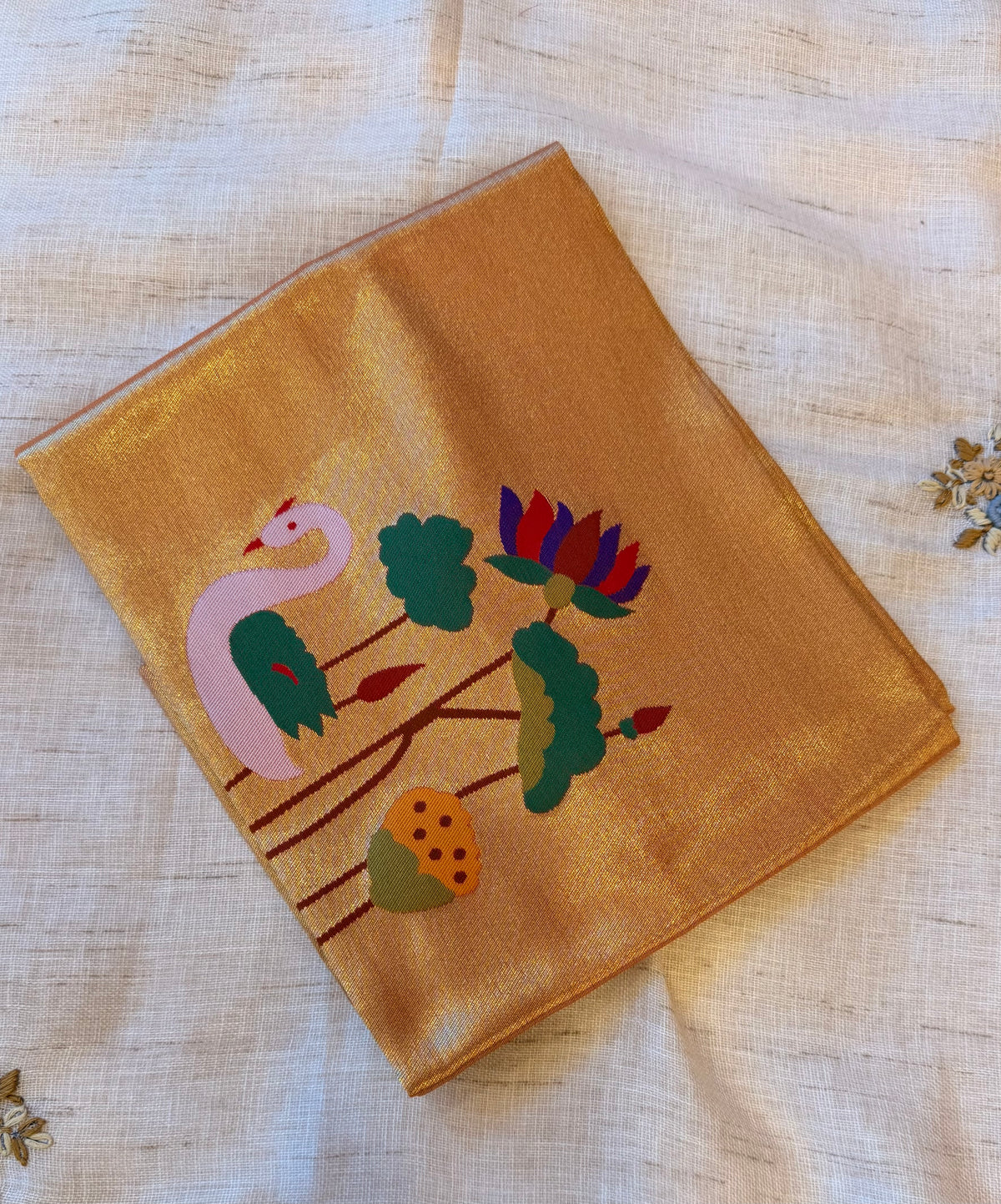 Golden tissue paithani blouse piece -1M