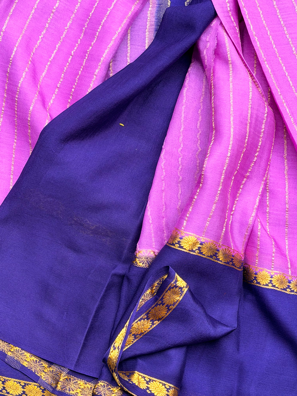 Lavender and purple pure wrinkle crepe silk certified