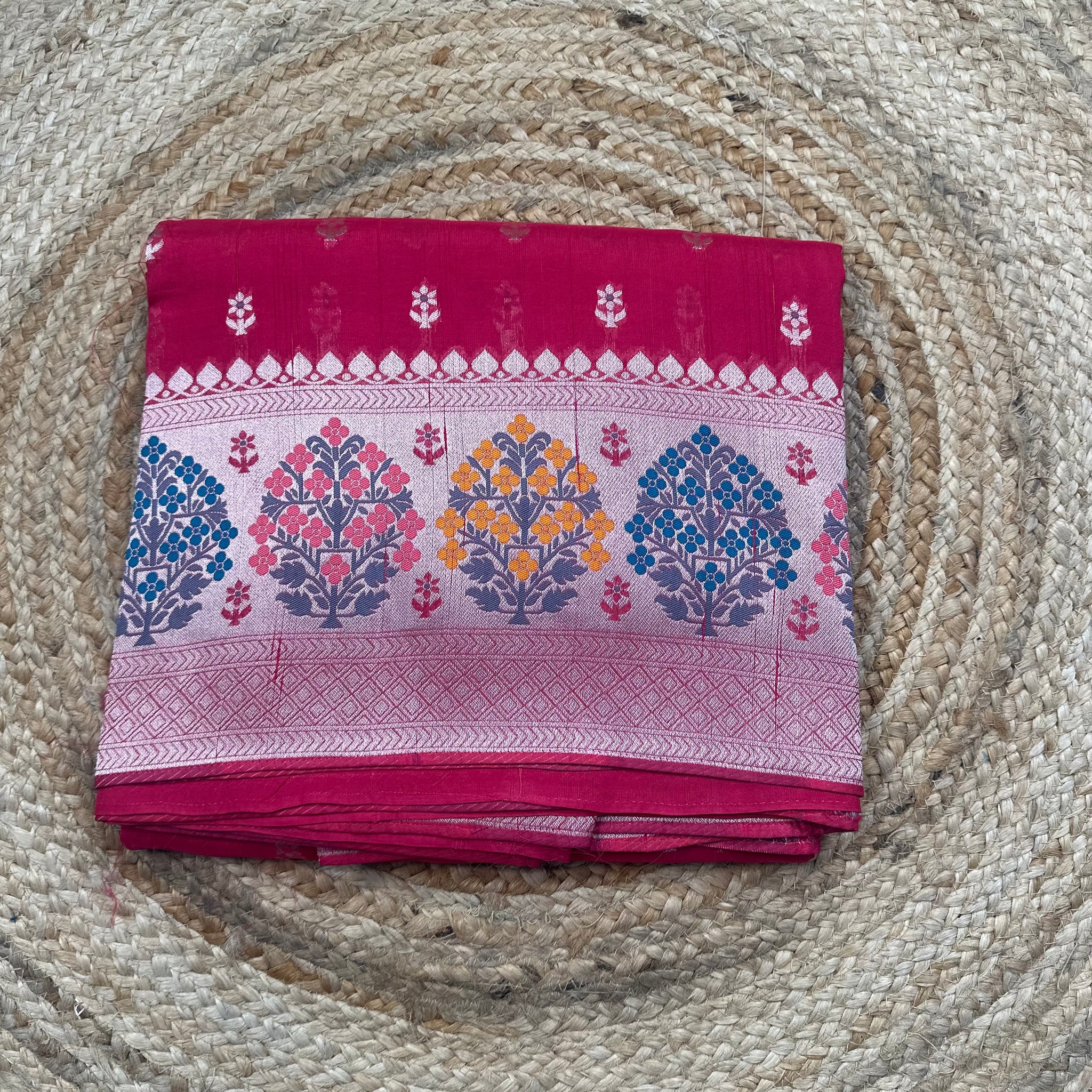 Pink pure Paithani border tusser