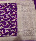Purple jaal pattern pure georgette with water zari saree
