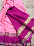 Onion pink and purple 1000 butta pure crepe Mysore silk 120 gsm