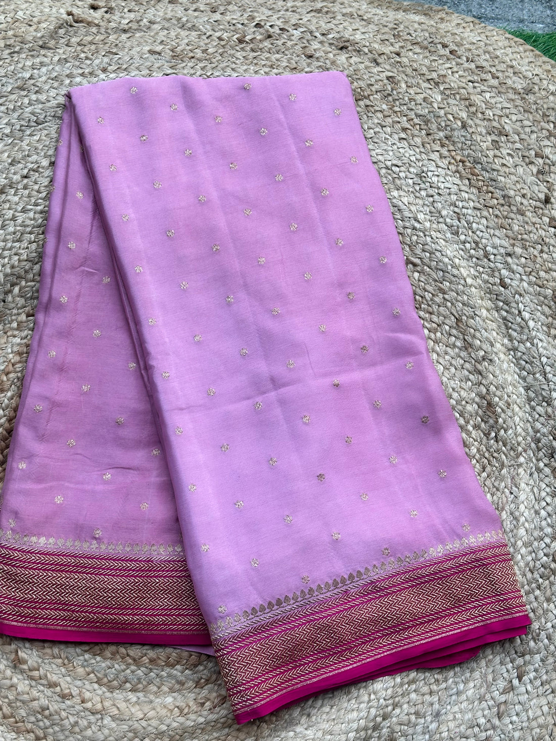 Onion pink and dark pink pure crepe Banaras