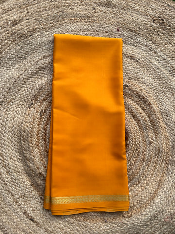 Mustard pure crepe small solid border Mysore Silk sarees