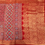 Red Kanchi border pure Ajrak dola sarees