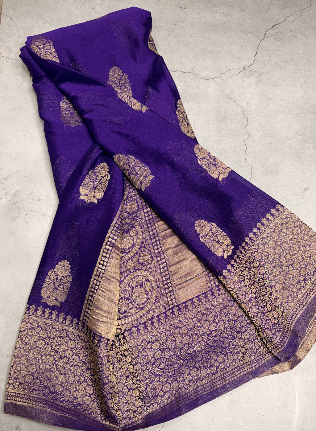 Purple big butta 107 designer soft crepe silk saree