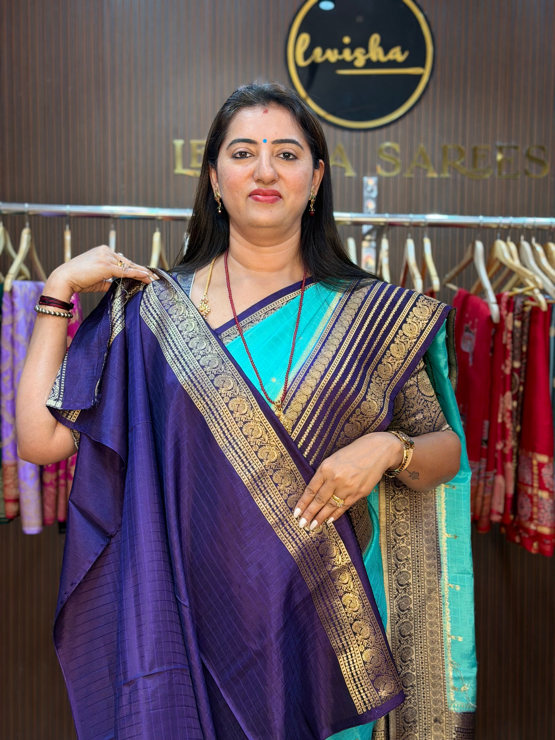 Dola silk distemper blue and deep blue