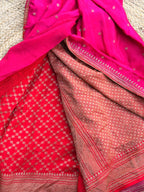 Dark pink and orange pure crepe Banaras