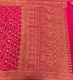 Rani pink jaal pattern pure benarasi crepe silk saree