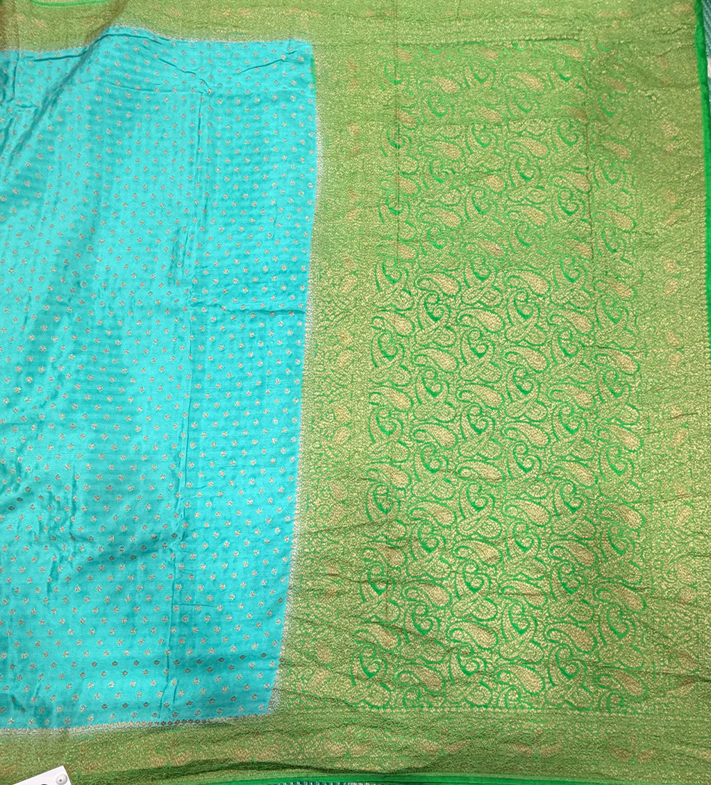 Pastel blue pure benarasi crepe silk saree