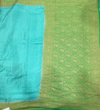 Pastel blue pure benarasi crepe silk saree