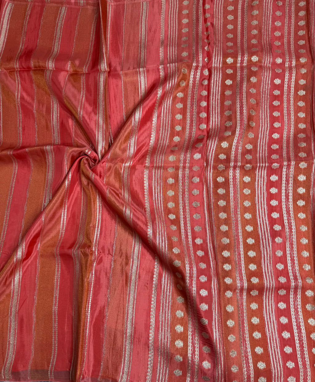 Pastel pink stripes chinnon crepe 107 saree