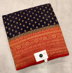 Navy blue pure benarasi crepe silk saree