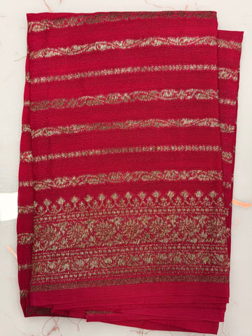 Red stripe banaras blouse material 1 mtr
