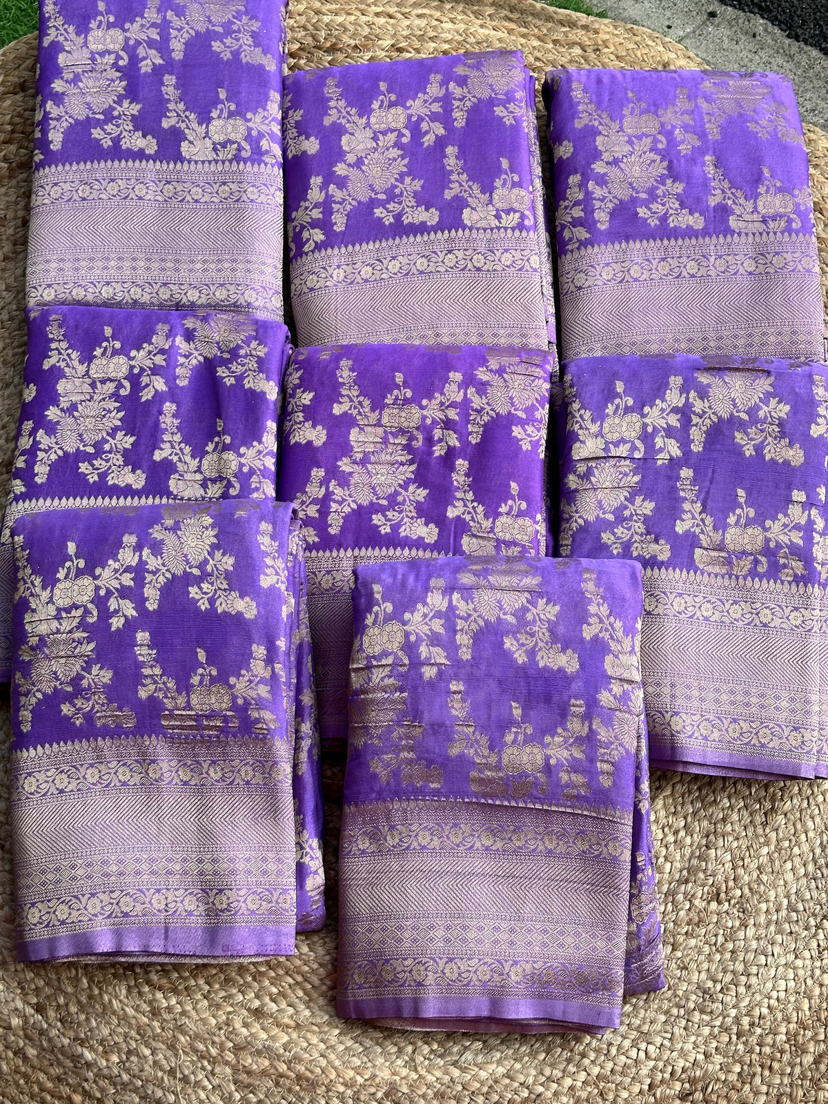 Lavender crushed georgette sarees jaal pattern