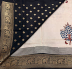 Half white and black pure Ajrak dola sarees