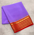 Lilac stripes border pure Mysore silk crepe saree
