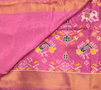 Light pink small border tusser Paithani saree