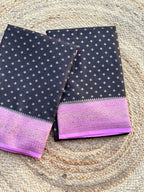 Black and lotus pink Banarasi crepe chiffon sarees