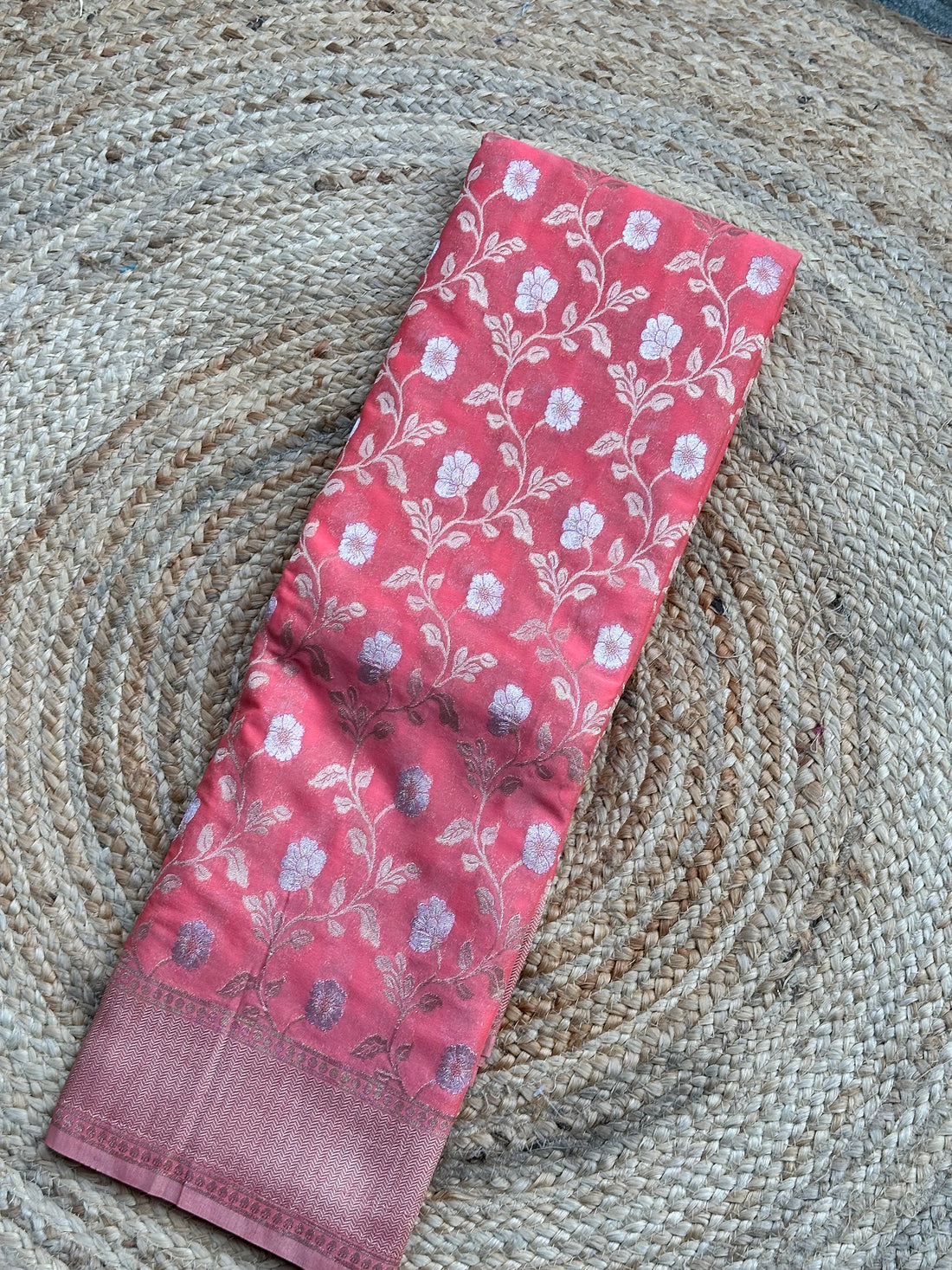 Peach designer georgette jaal pattern
