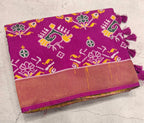 Magenta small border tusser Paithani saree