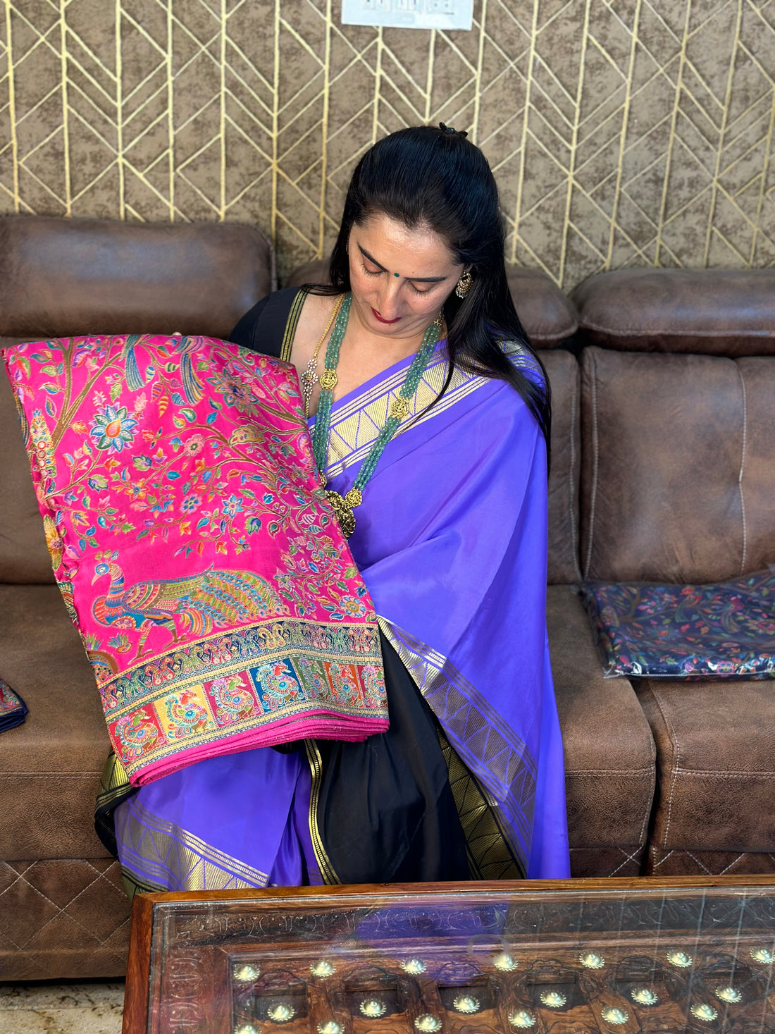 Rani pink pure moonga crepe.