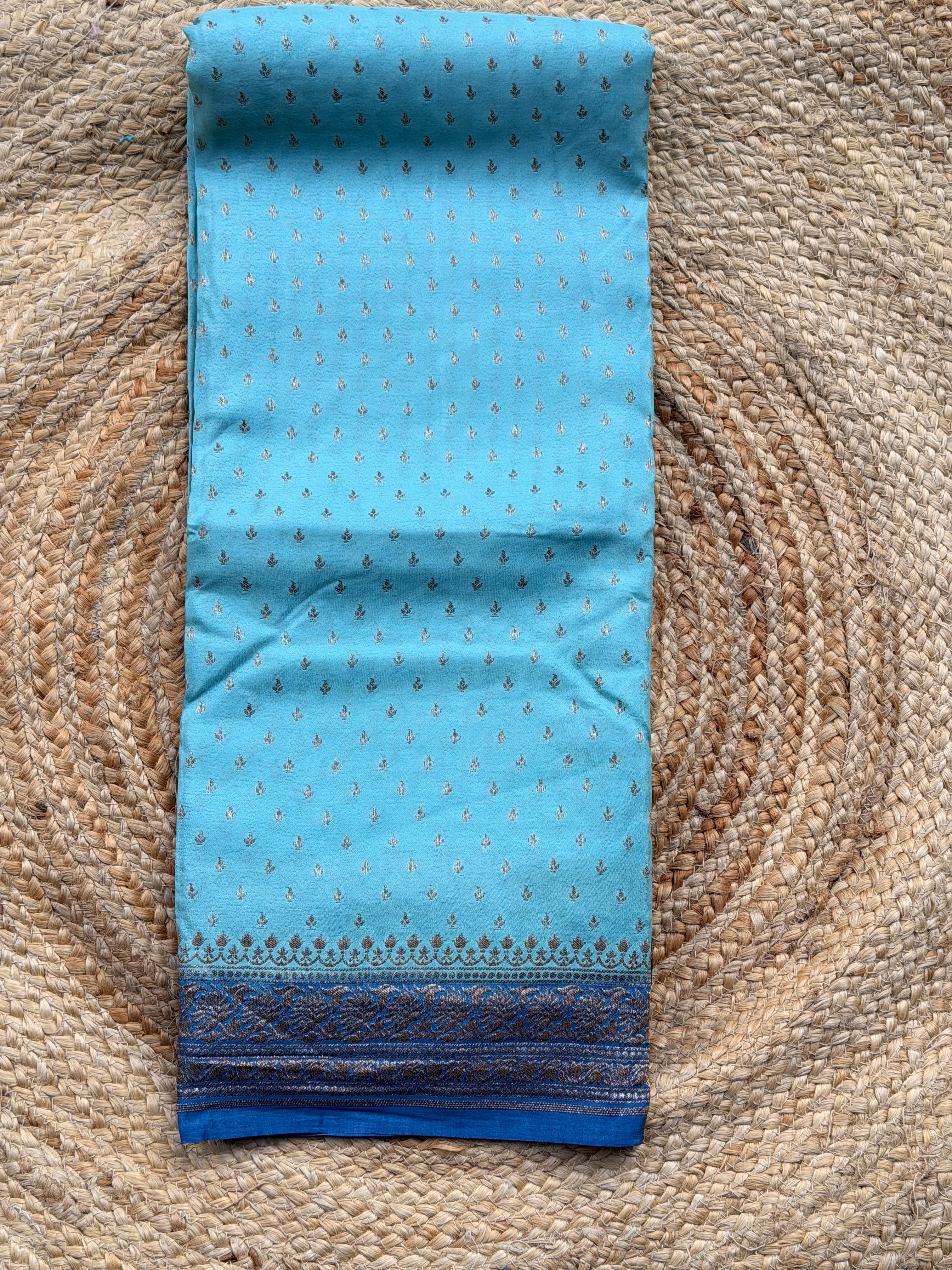 Banaras Pure crepe chiffon baby blue and blue