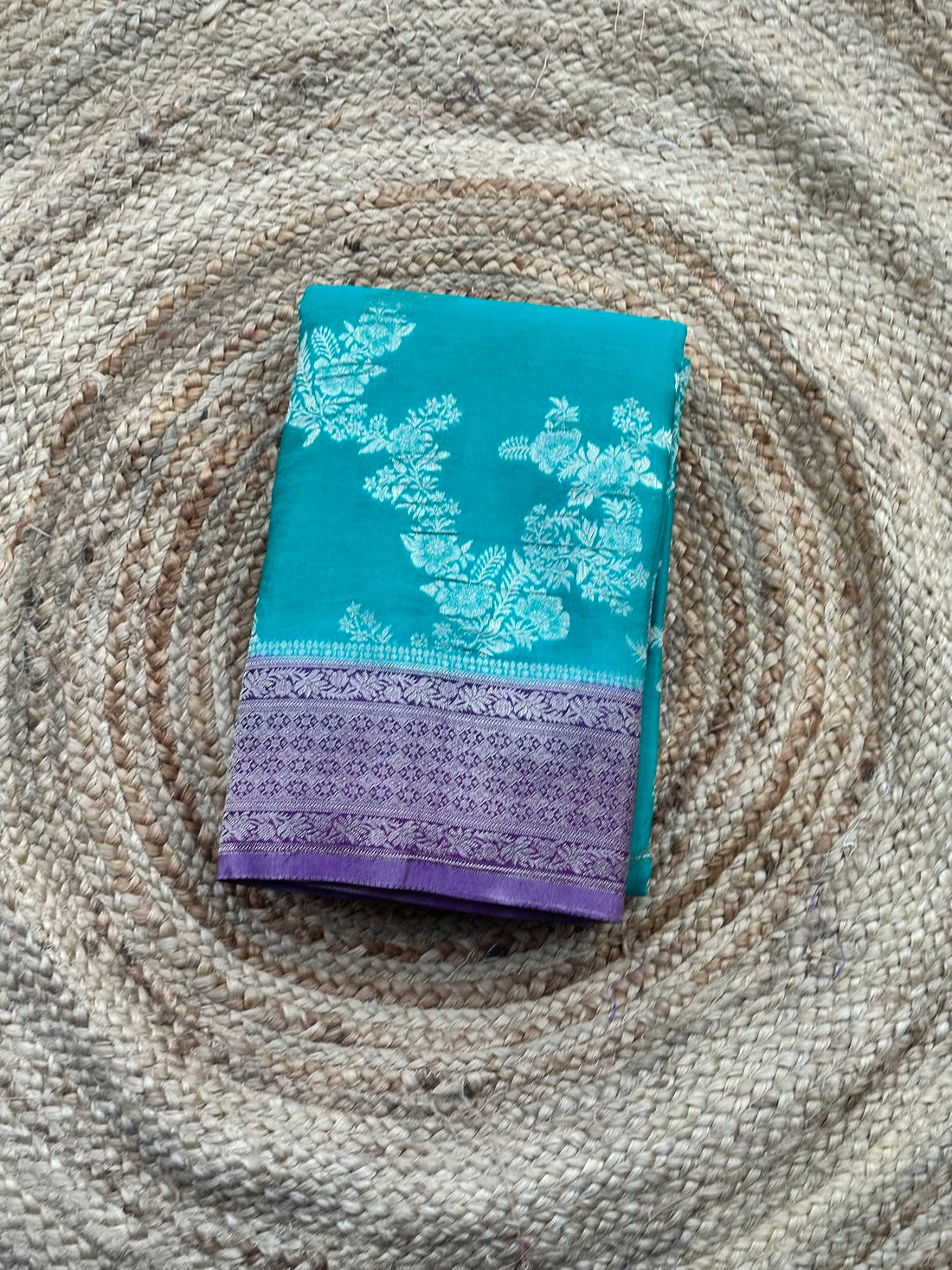 Rama blue with purple crushed georgette