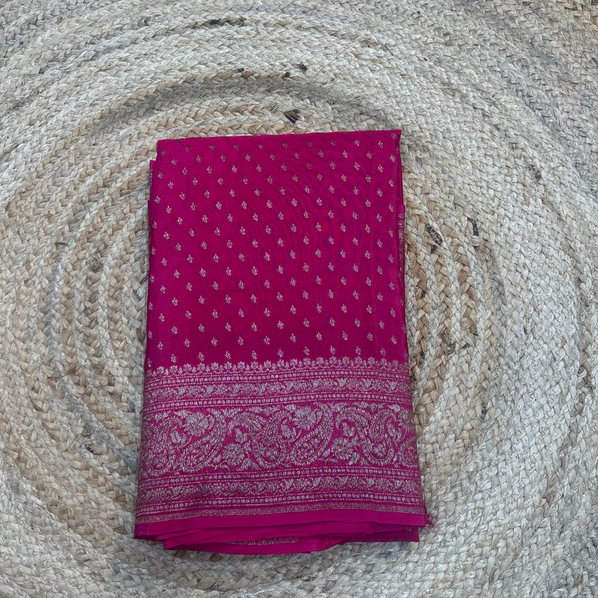Rani pink crepe chiffon sarees
