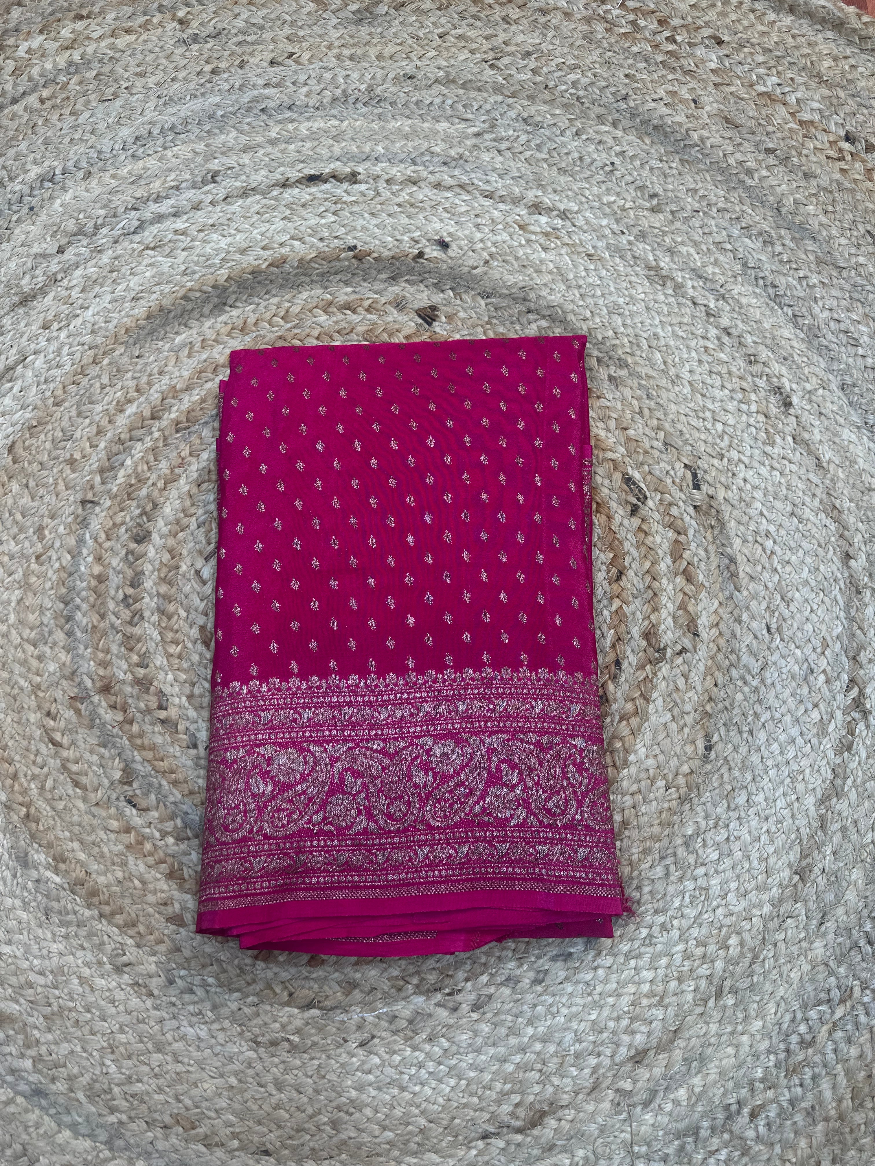 Rani pink crepe chiffon sarees