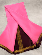 Pastel pink one inch border pure Mysore silk crepe saree