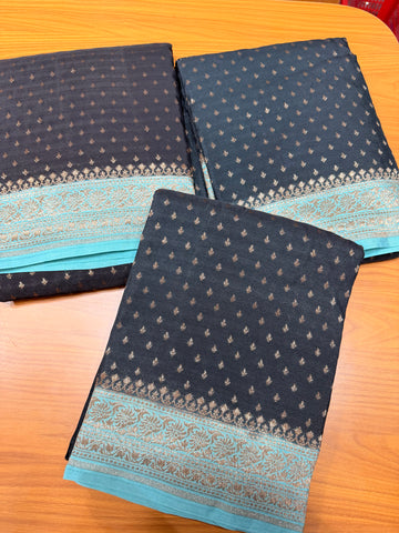 Pure crepe chiffon black and blue