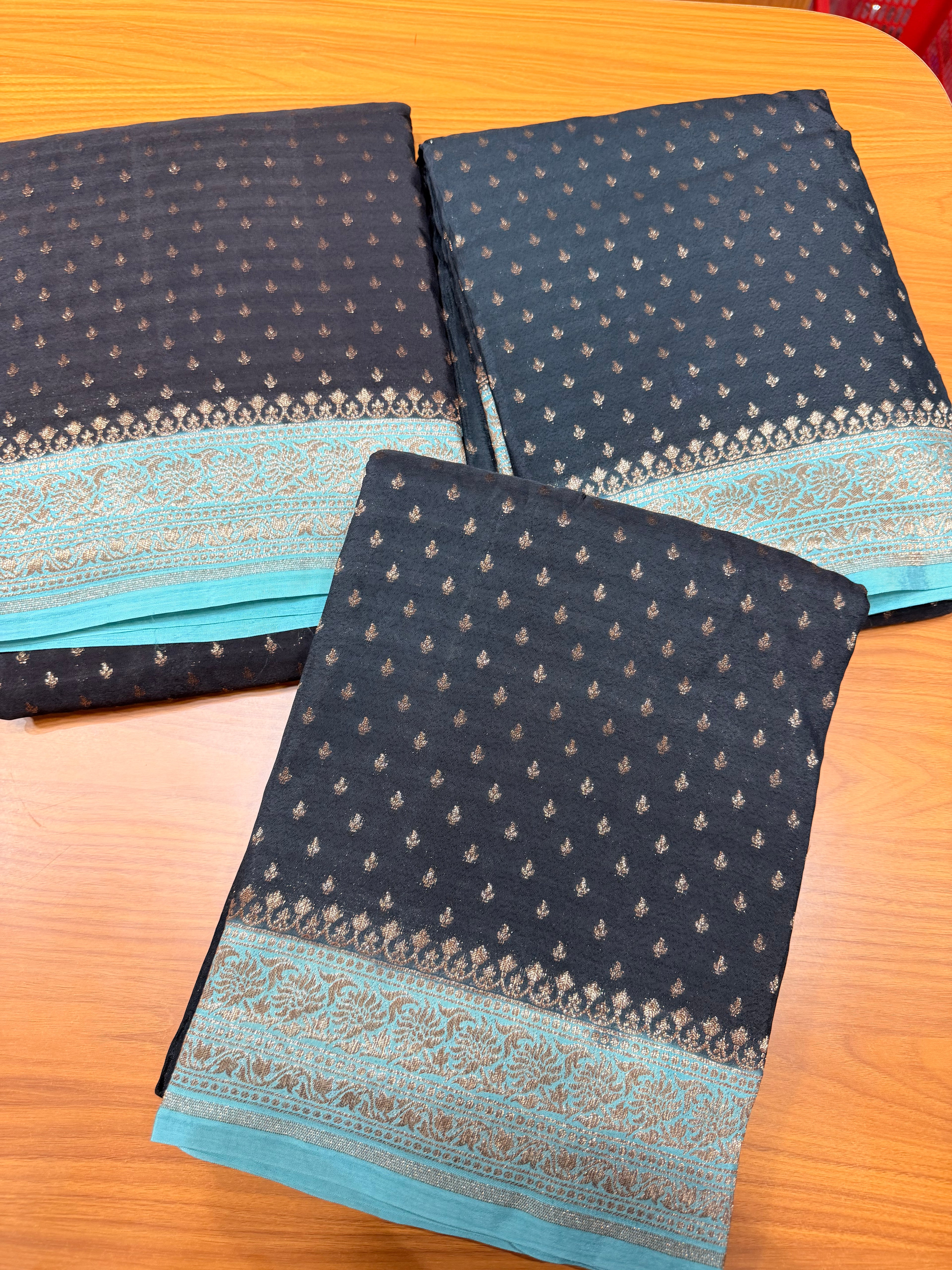 Pure crepe chiffon black and blue