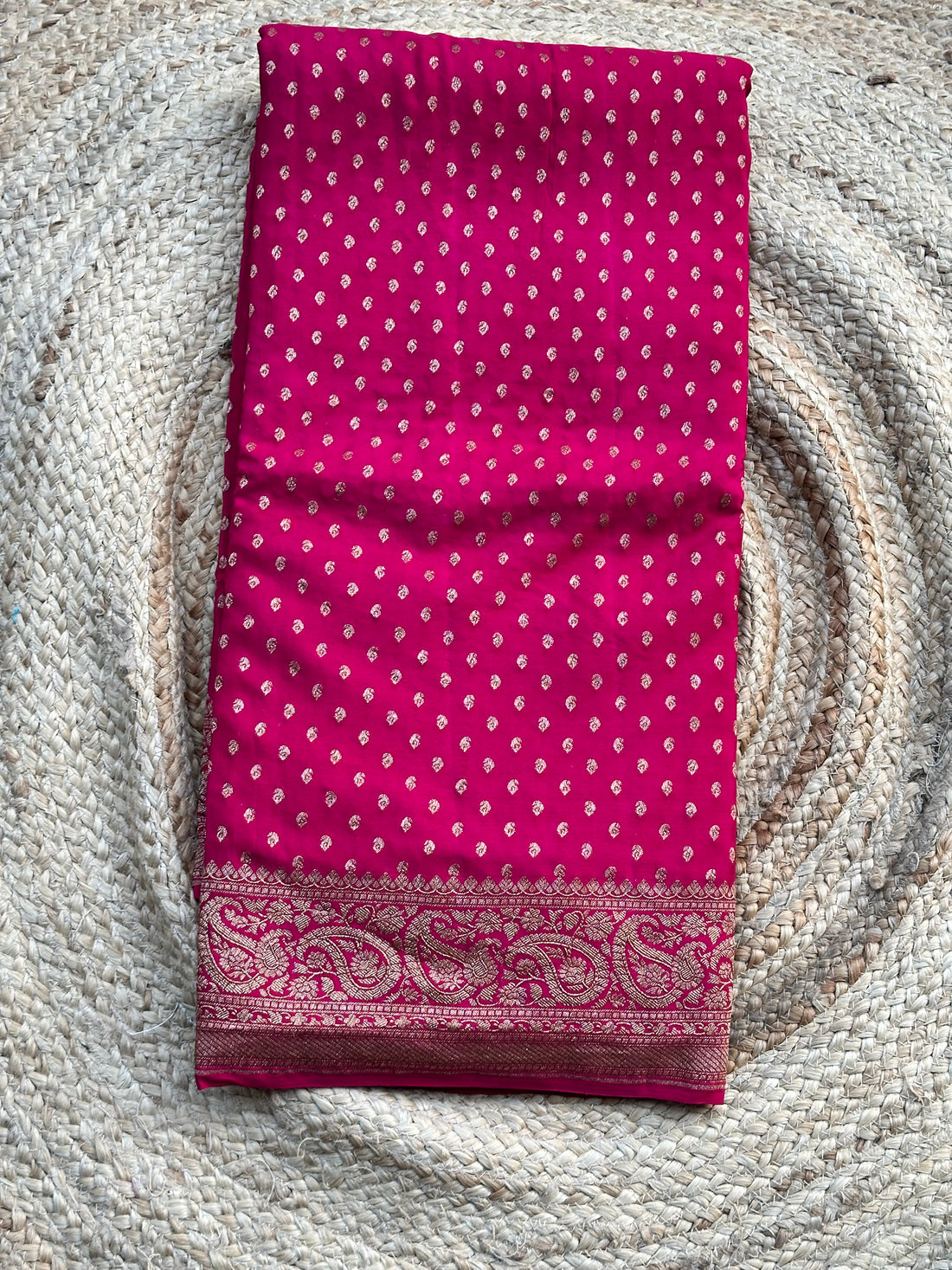 Rani pink pure crepe Banaras with brocade blouse
