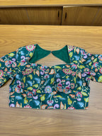 Deep green kalamkari blouse