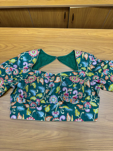 Deep green kalamkari blouse