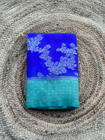 Royal blue and rama blue crushed georgette