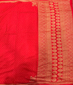 Red small butta pure benarasi crepe silk saree