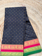 Black and pink thousand butta pure crepe Mysore silk sarees 120 gsm