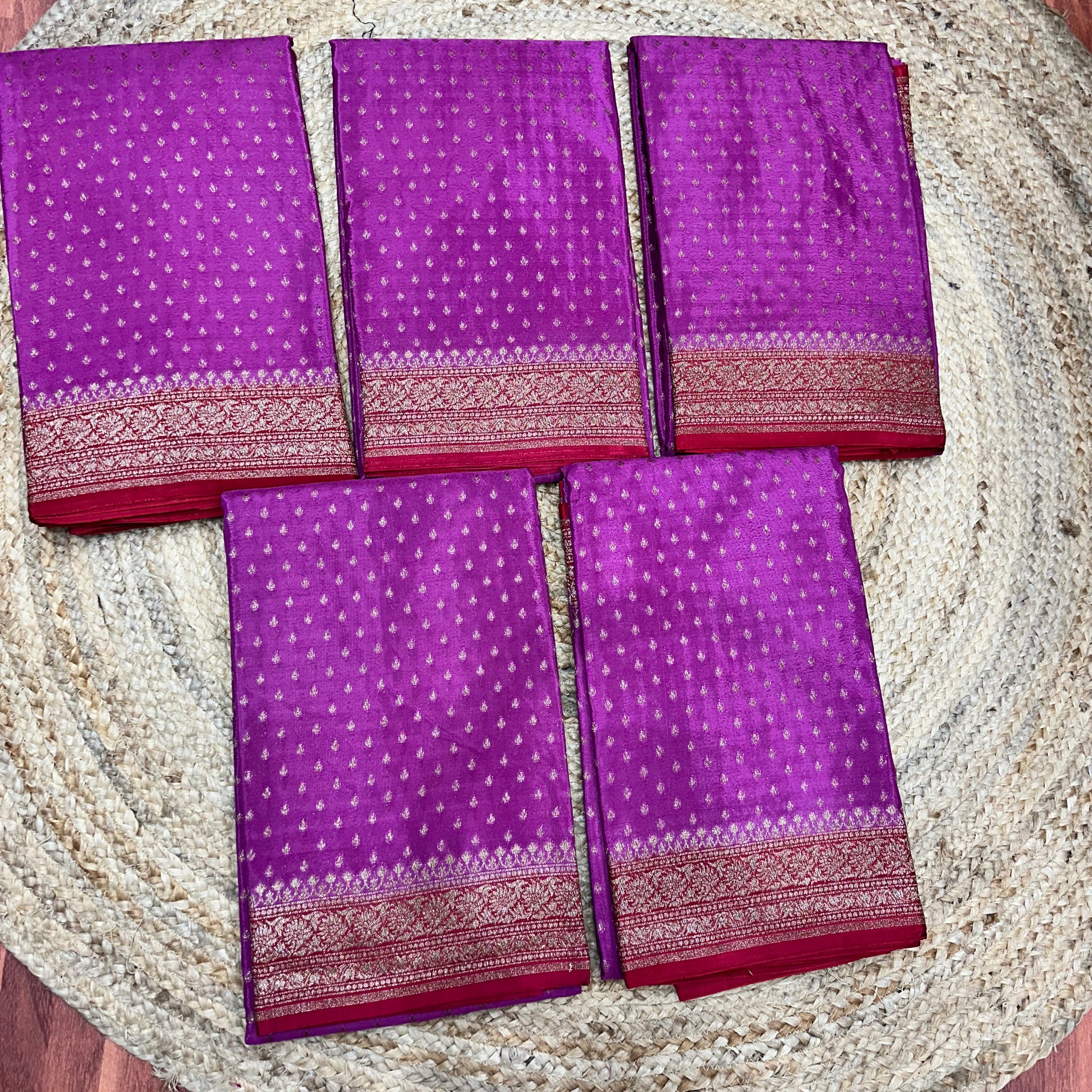 Pink and Red Banaras crepe chiffon sarees