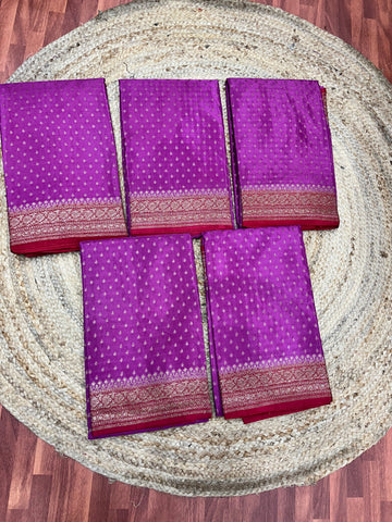 Pink and Red Banaras crepe chiffon sarees