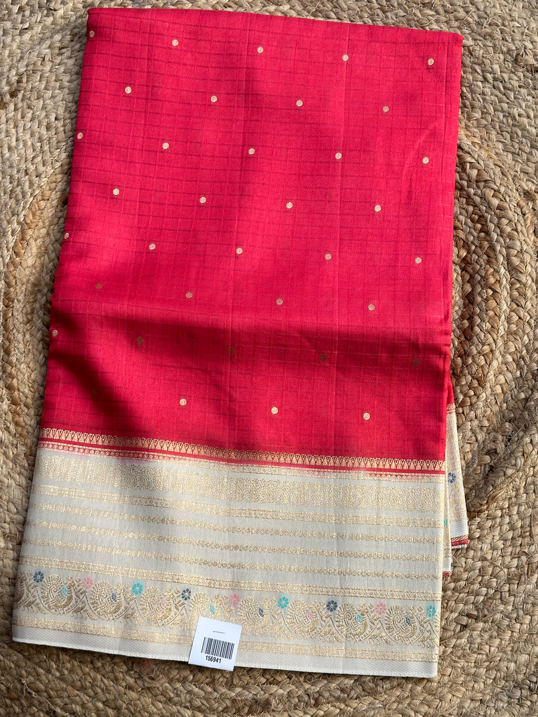 Pink and half white dola silk sarees