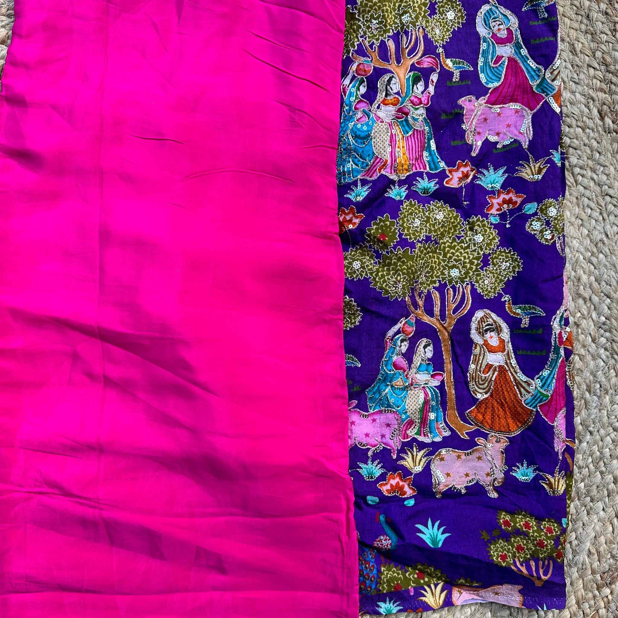 Pink pure crepe plain sarees with brocade blouse